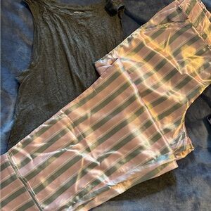 Adore Me Satin Striped Pajama Pants in Pink and Sage